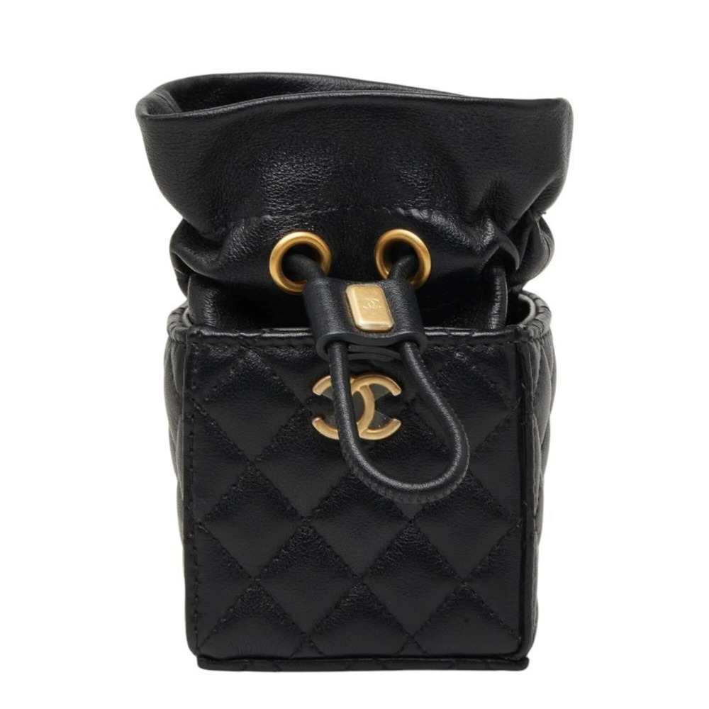 CHANEL Black Lambskin Leather Logo Shoulder Bag - Picture 2 of 10